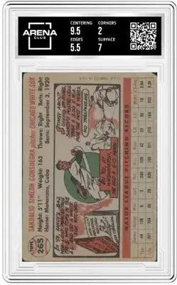 Graded 1956 Topps Sandy Consuegra baseball card in Baseball Arena Club condition