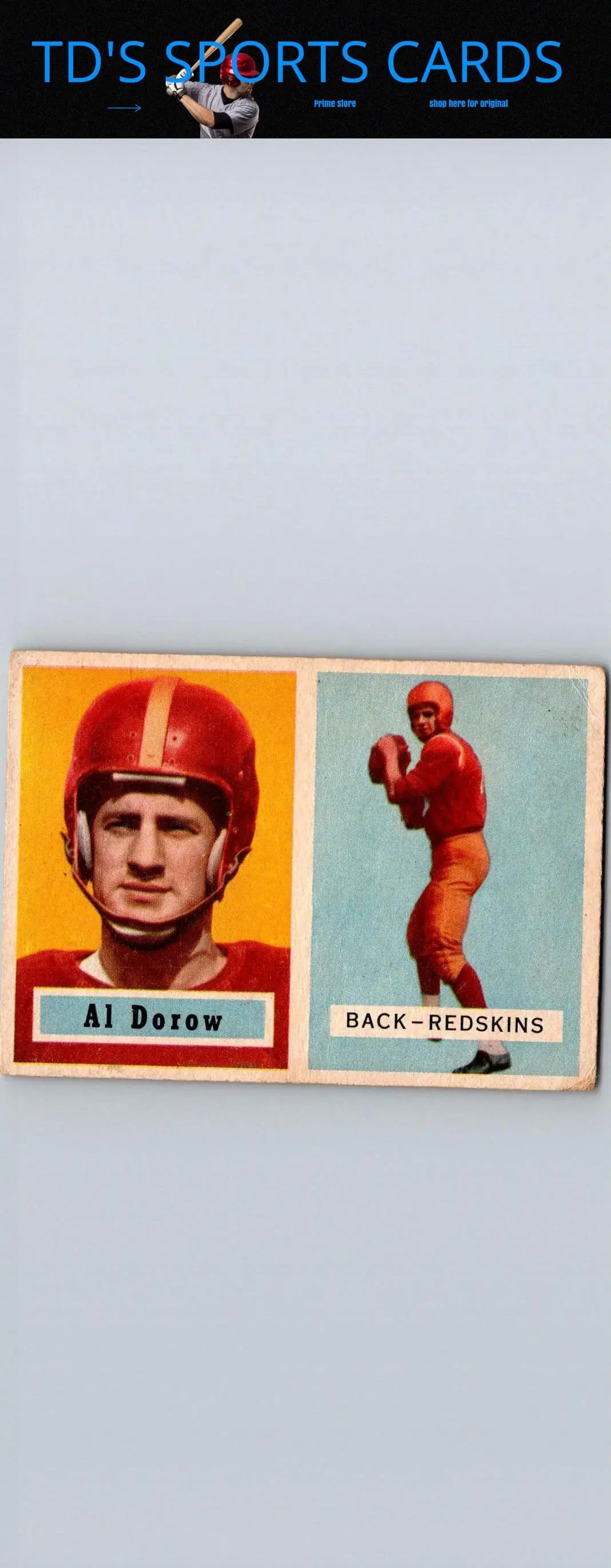 Vintage football card of 1957 Topps #24 Al Dorow for sports trading cards collectors