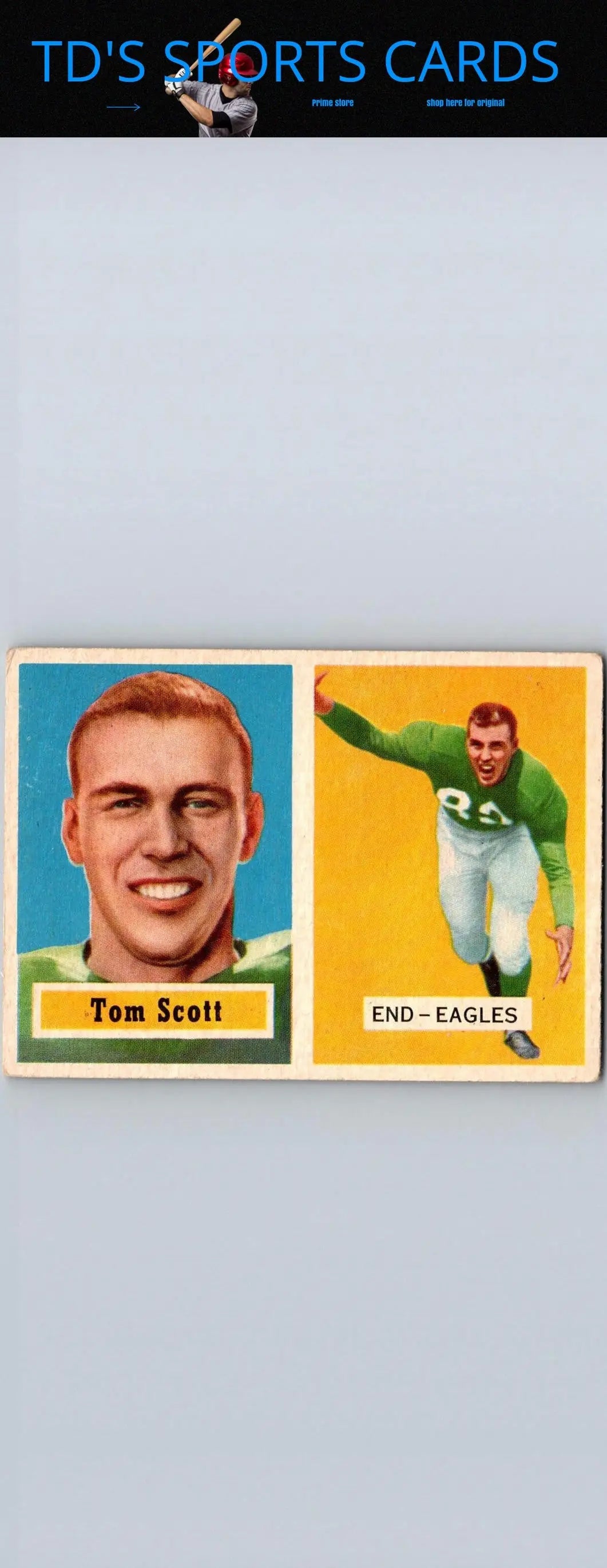 Vintage Tom Scott trading card from 1957 Topps #25 baseball cards collection