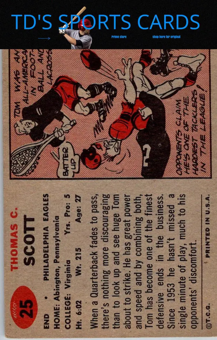 Vintage 1957 Topps #25 Tom Scott baseball card for trading card collectors