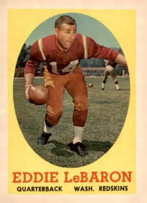 Vintage trading card of Eddie LeBaron from Washington Redskins 1958 Topps series