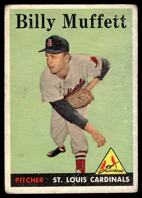 Vintage 1958 Topps #143 Billy Muffett baseball card collectible in excellent condition