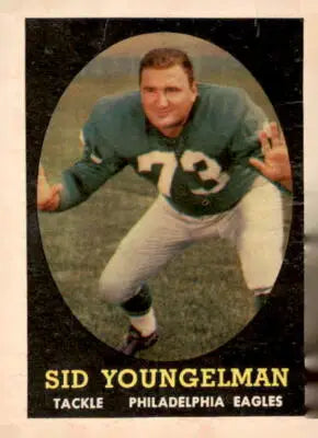 Sid Youngelman trading card featuring Philadelphia Eagles player from 1958 Topps series