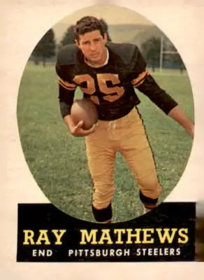 Vintage football card of Ray Mathews from 1958 Topps, a classic Pittsburgh Steelers sports trading card