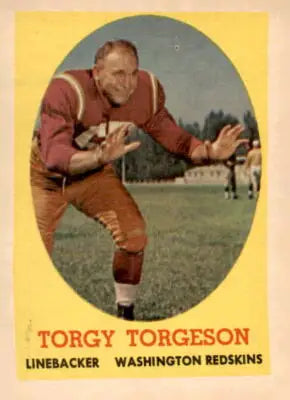 Vintage trading card of Torgy Torgeson from the Washington Redskins 1958 Topps series