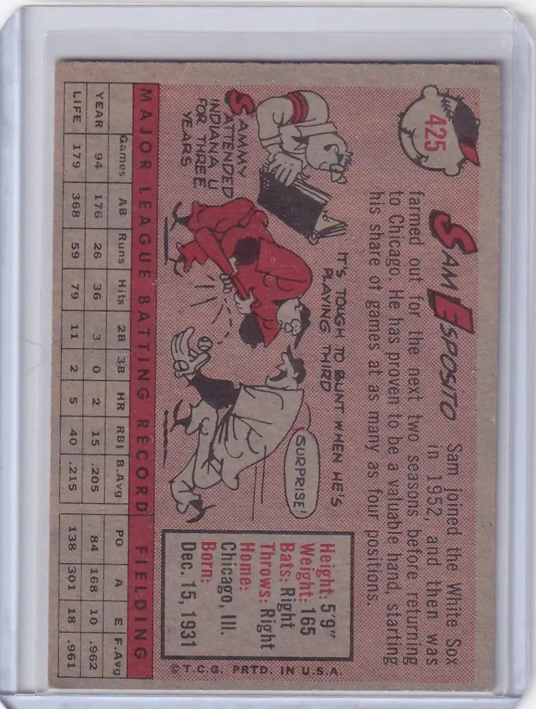 Vintage 1958 Topps Baseball card featuring Sammy Esposito of the Chicago White Sox