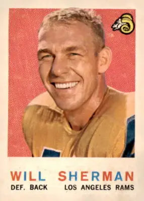 Vintage Will Sherman football card from 1959 Topps Featuring Los Angeles Rams player