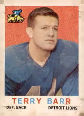 Vintage Terry Barr football card from 1959 Topps #14 featuring Detroit Lions player