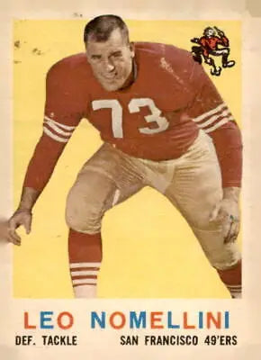 Leo Nomellini football card from the 1959 Topps #19, San Francisco 49ers legend