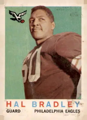 Vintage Hal Bradley football card from 1959 Topps #63, a classic Bradley football collectible