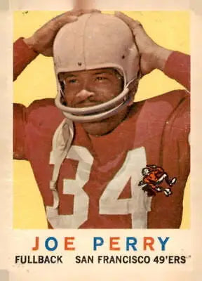 Vintage Joe Perry football card from 1959 Topps #80 showcasing Joe Perry of the San Francisco 49ers