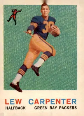 Vintage football card featuring Lew Carpenter of the Green Bay Packers from 1959 Topps