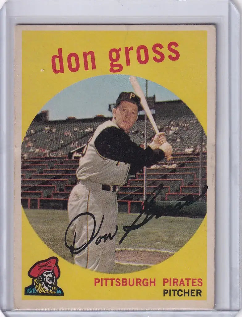 Vintage Topps Baseball card of Don Gross in batting stance for Pittsburgh Pirates