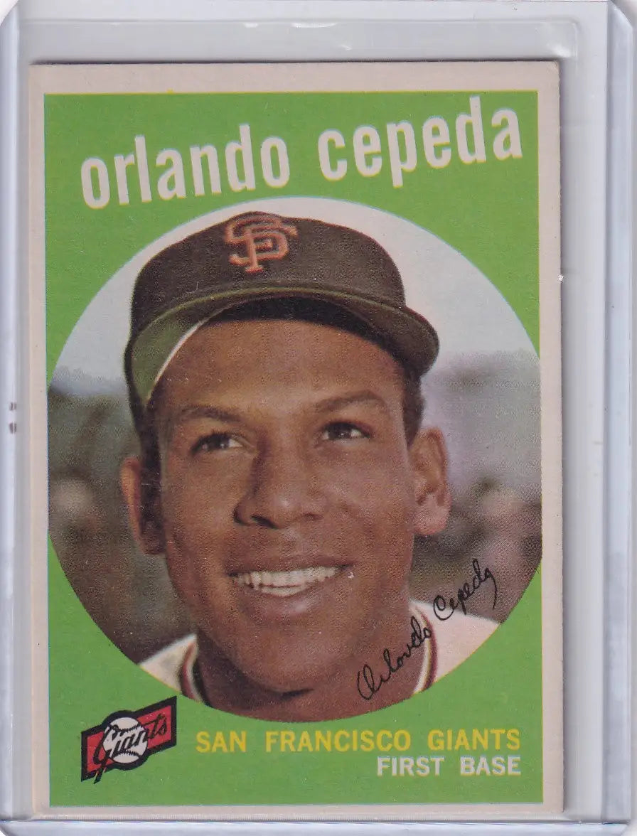 Vintage 1959 Topps Baseball trading card of Orlando Cepeda from the San Francisco Giants