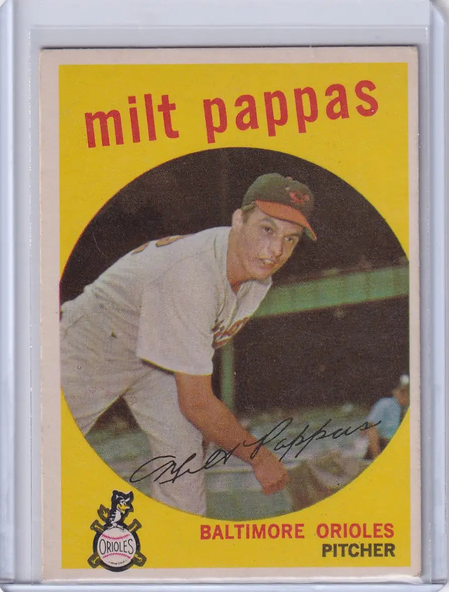 Milt Pappas 1959 Topps Baseball card featuring the Baltimore Orioles