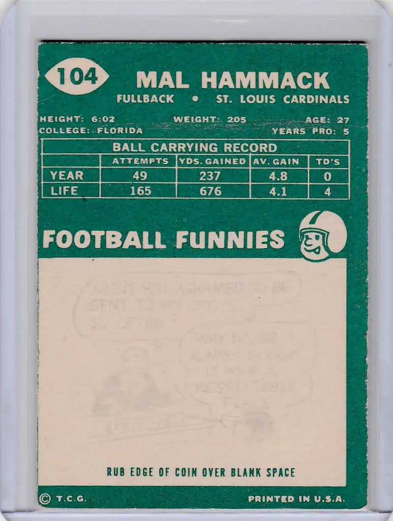 Vintage Mal Hammack St. Louis Cardinals EXMT trading card on green background