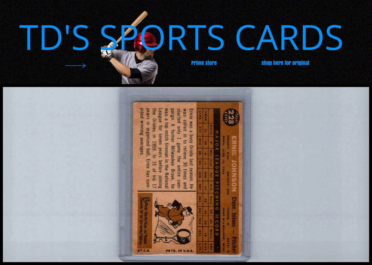 Vintage baseball card featuring Ernie Johnson from the 1960 Topps trading cards collection