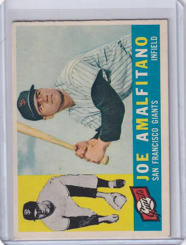 Baseball card of Joe Amalfitano in pinstriped uniform for San Francisco Giants