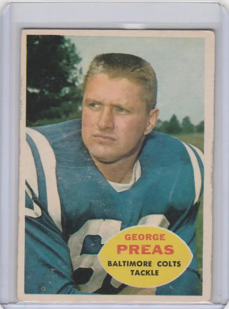 Vintage 1960 Topps card of George Preas Baltimore Colts in EXMT condition