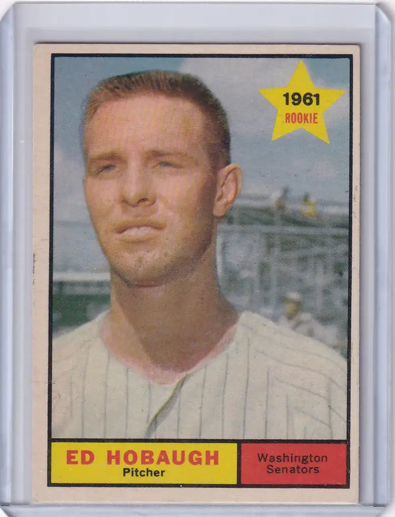 1961 Topps #129 Ed Hobaugh baseball card featuring Washington Senators pitcher
