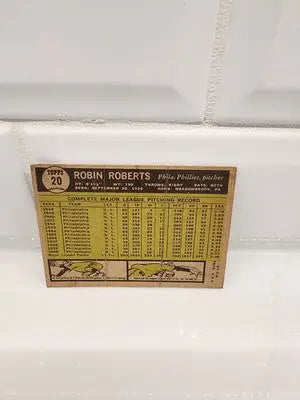 Vintage Robin Roberts baseball card from 1961 Topps Robin Roberts series in EX-NM condition