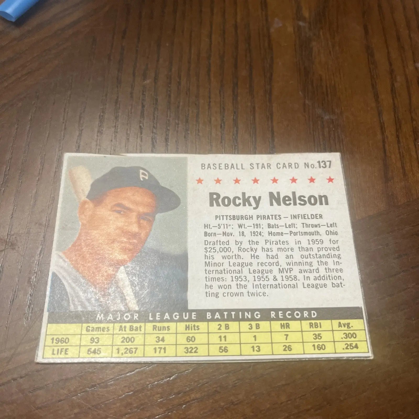 1962 Post Rocky Nelson Trading Card featuring the baseball player in classic design