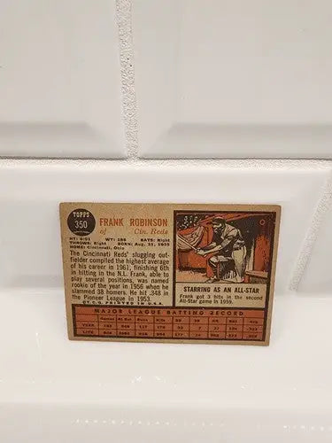 Vintage 1962 Topps Frank Robinson trading card for sports trading card collection