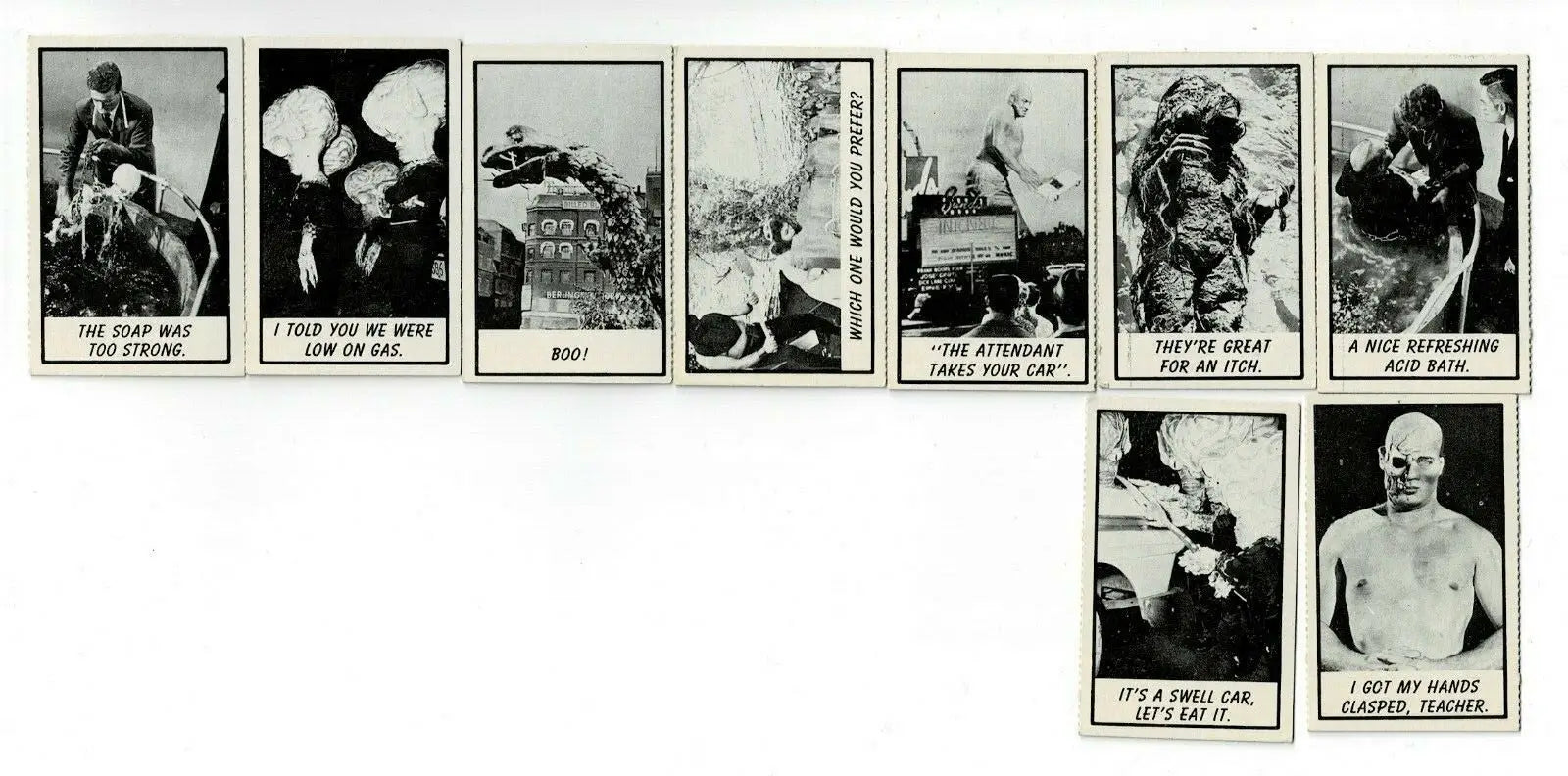 Collection of vintage Monster Laffs Topps Midgee trading cards in a lot of 34 mini cards