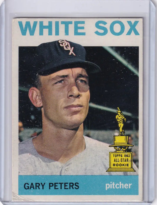 1964 Topps Baseball card of Gary Peters, Chicago White Sox pitcher with All-Star Rookie symbol