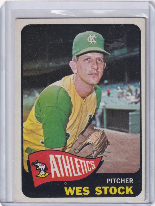 Vintage Topps Baseball card of Wes Stock in Kansas City Athletics uniform