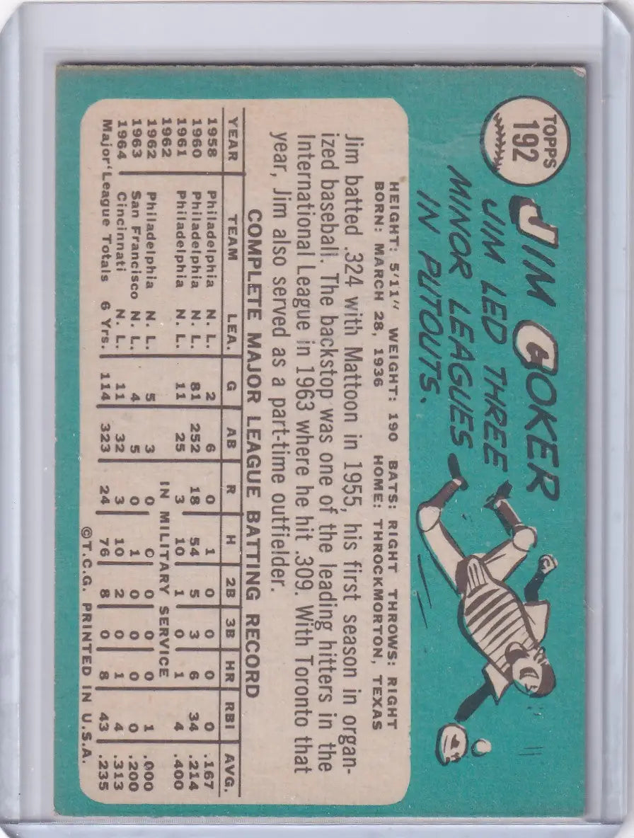 Vintage Topps Baseball card of Jimmie Coker featuring sliding player illustration