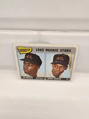 1965 Rookie Stars baseball card featuring Joe Morgan and Sonny Jackson VG-EX