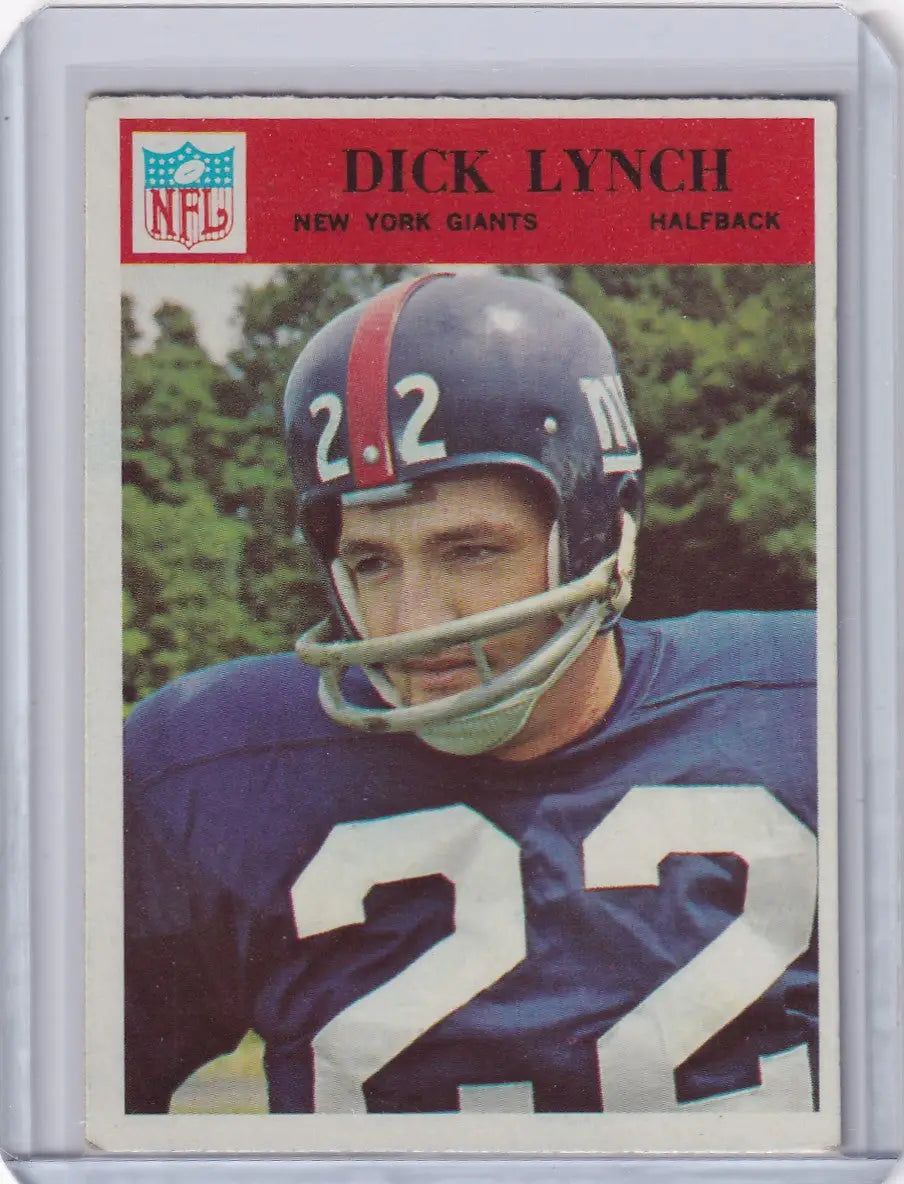 1966 Philadelphia Football Dick Lynch card featuring New York Giants player