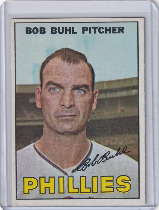 Vintage 1967 Topps Baseball #68 Bob Buhl Philadelphia Phillies card collectible
