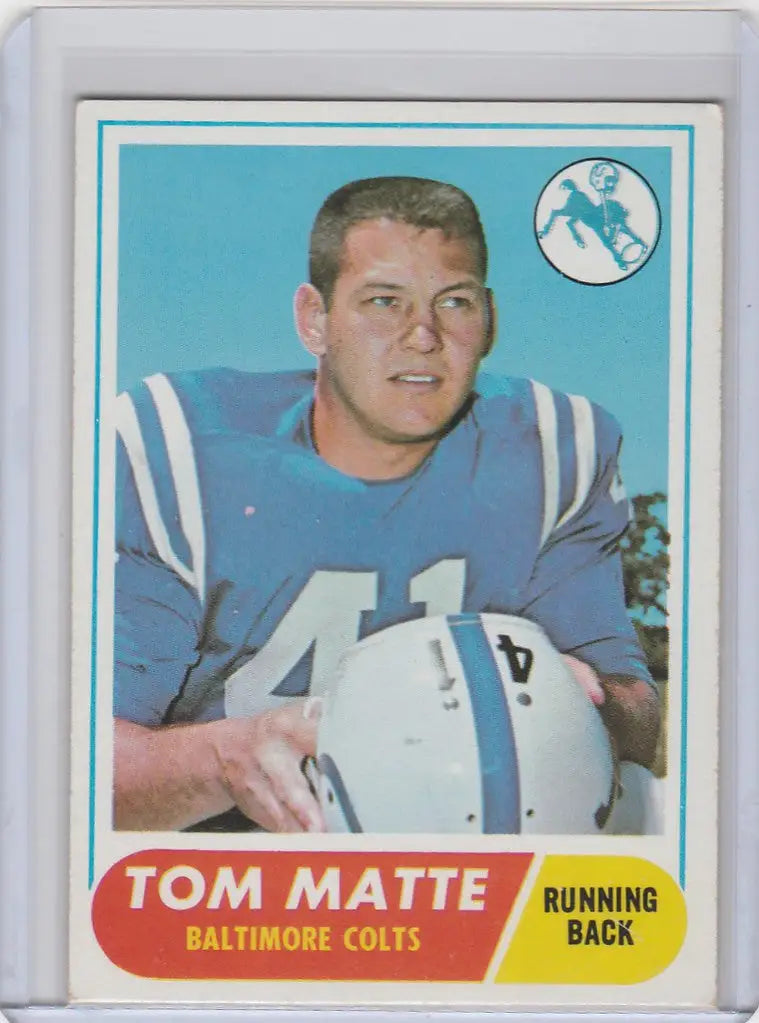 Vintage Tom Matte Baltimore Colts trading card in blue jersey number 41, Baltimore Colts EXMT