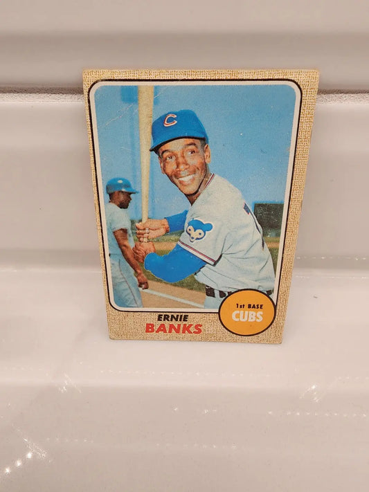 Vintage Ernie Banks baseball card from 1968 Topps Ernie Banks VG EX collection