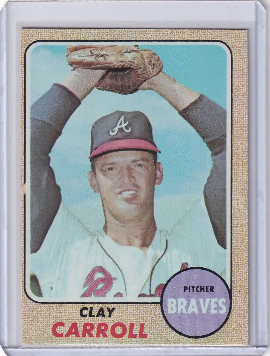 Topps Baseball card of Clay Carroll, pitcher for the Atlanta Braves, 1968 edition