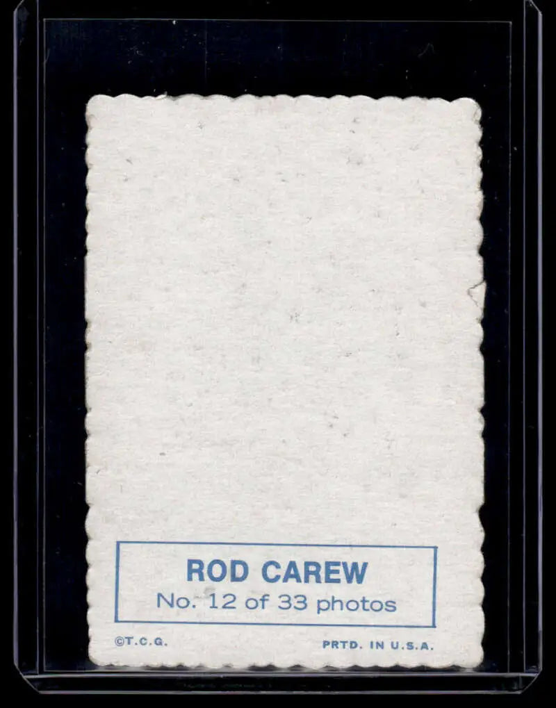 Back side of 1969 Topps #12 Rod Carew baseball card showing Minnesota Twins details