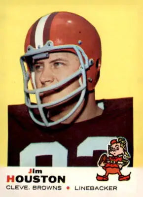 Vintage football card of Jim Houston from the Cleveland Browns 1969 Topps #121