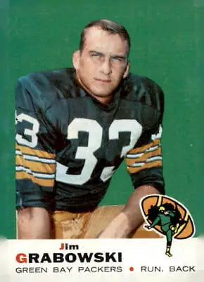 Jim Grabowski football card from 1969 Topps #124 featuring Green Bay Packers player