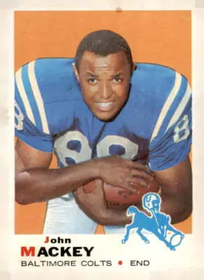 John Mackey football trading card from 1969 Topps #207 showcasing John Mackey trading collection