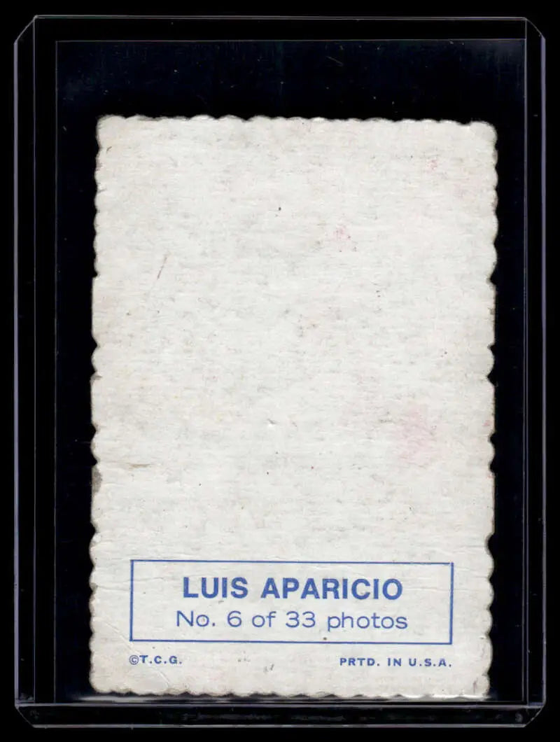 Blank white rectangular card with blue label for 1969 Topps Luis Aparicio Baseball Card