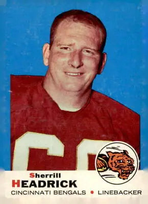 Sherrill Headrick football card from 1969 Topps #9 featuring Sherrill Headrick football memorabilia