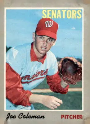 Vintage 1970 Topps Joe Coleman baseball card featuring collectible Joe Coleman memorabilia