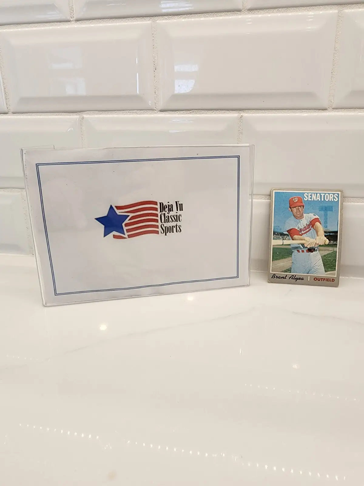 Trading card of Brant Alyea in holder from 1970 Topps baseball trading card collection