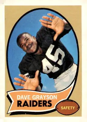 1970 Topps #31 Dave Grayson trading card featuring Raider football star Dave Grayson