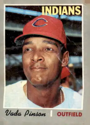 1970 Topps Vada Pinson baseball card featuring Cleveland Indians player in collectible condition