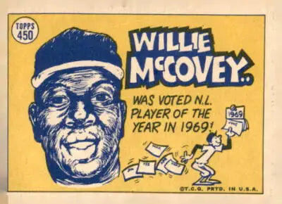 Willie McCovey baseball card from 1970 Topps #450 featuring San Francisco Giants player