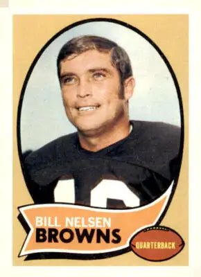 Vintage football trading card featuring 1970 Topps #65 Bill Nelsen Cleveland Browns