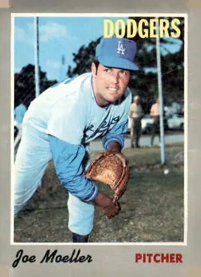 Vintage 1970 Topps Joe Moeller baseball card featuring Los Angeles Dodgers player
